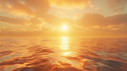 Obraz premium Golden Sunset Over Calm Ocean Waters