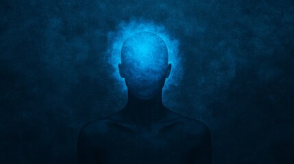 Fototapeta premium Ethereal Light Streams Emanating from Human Silhouettes in a Dark Background