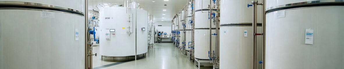 Laboratory interior with large storage tanks for experiments