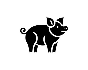 Pig silhouette logo design icon vector illustration. Black color pig logo template