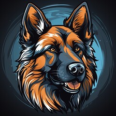 Clean and Bold Vector Logo Featuring a German Shepherd Mascot