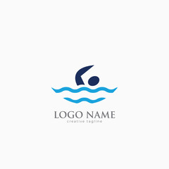 Swimming logo, summer, fitness, health, swimmer, race logo template