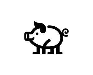 Pig silhouette logo design icon vector illustration. Black color pig logo template
