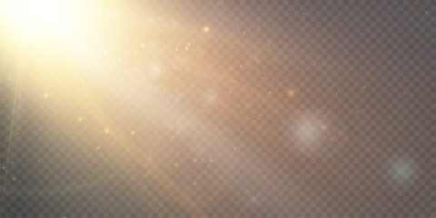 Spotlight effect for illuminating a stage and objects with bright spotlight lighting with shimmering sparkles on a transparent background