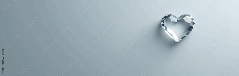 Poster Simple Minimalist Design Featuring A Crystal Clear Heart On A Muted Gray Background Evoking Thoughts Of Love And Affection. 00002