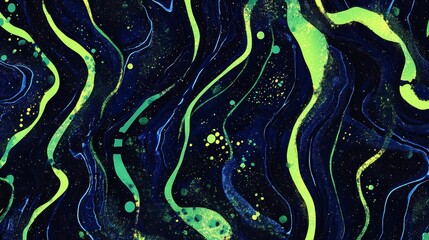 Elegant black and blue gradient with lime streaks and metallic details