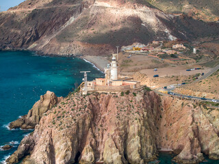 Faro Cabo de Gata en un Parque Natural de Almeria, Andalucia