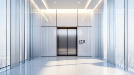 A heavy-duty industrial freight elevator with reinforced steel doors, secure locking system, and bright interior lights