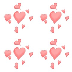 Pink love shaped illustration on white background 