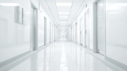 Obraz premium A hospital service elevator with antimicrobial flooring, bright white lighting, and an ultra-clean interior design