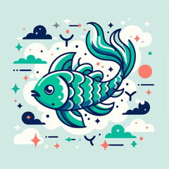 illustration of fish with a rotating swimming style