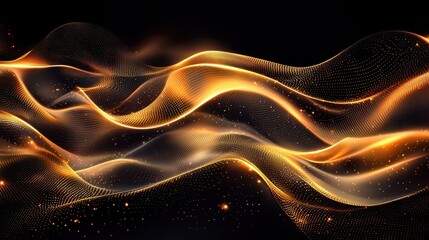 Fototapeta premium Abstract background featuring golden waves and dotted patterns in a flowing design for use in digital and print media