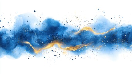 Obraz premium Blue and gold watercolor background abstract art for design and decoration