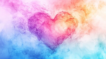 Fototapeta premium Heart shape created from smoke against a soft blue and pink background
