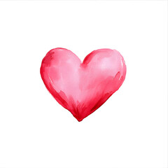 Watercolor hand drawn heart for valentines day isolated on white