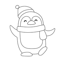 Cute penguin coloring page for kids. Penguin doodle. Children's coloring activity sheet. Cute Illustration to Color.