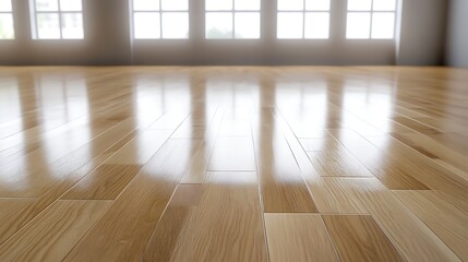 Fototapeta premium Shiny Light Wood Floor Reflecting Windows