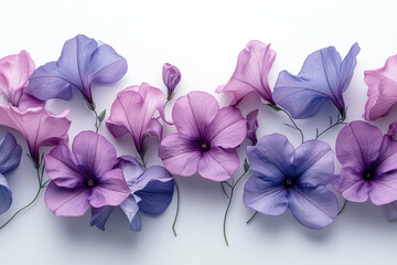 Obraz premium Delicate Purple and Blue Flowers Arranged in a Row