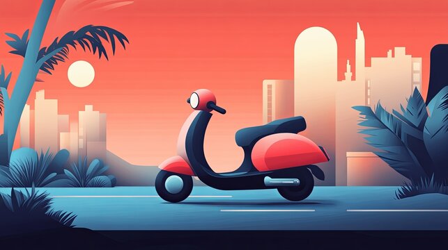 A clean promotional banner for an electric scooter sharing service with bold branding. digital
