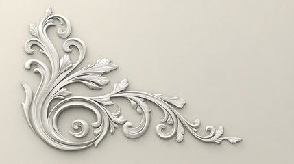 Elegant White Floral Corner Design Ornament