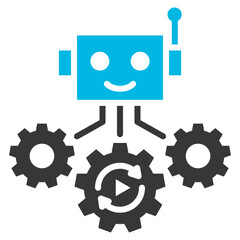 Robotic Process Automation Glyph Blue Grey Icon
