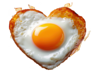 heart shaped fried egg isolated on transparent background.cut out