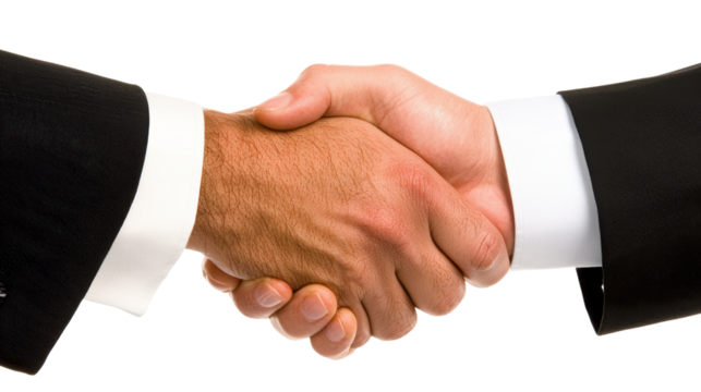 Professional handshake between two businessmen symbolizing agreement, partnership, collaboration, trust, and mutual respect in a corporate environment