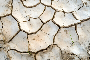 Texture of dried out earth, cracked clay-colored soil