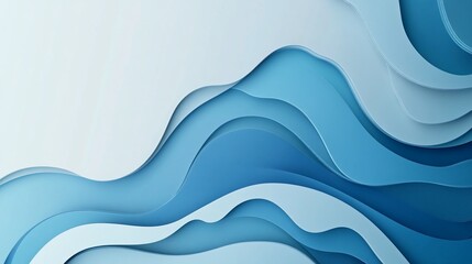 Fototapeta premium Abstract paper cut background with blue gradient waves pattern design 3D style minimal art