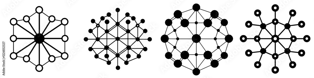 Poster complex network structures illustrate diverse connectivity patterns among nodes and links in graphic