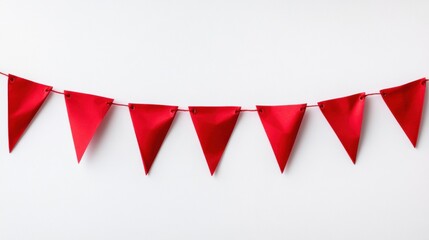 Bright Red Bunting Decoration on White Background for Celebrations