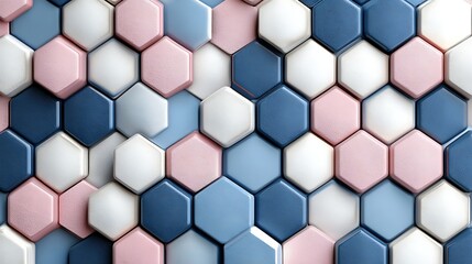 Fototapeta premium 3D pink blue and white colored hexagon background