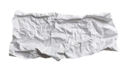 crumpled wrinkled white paper isolated on transparent background png