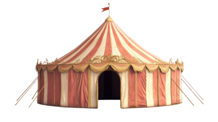  Vintage circus tent illustration white on background.
