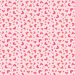Seamless pattern with hearts. Vector illustration. Pink background.