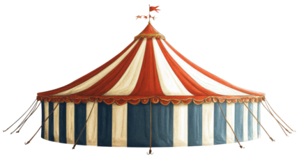  Vintage circus tent illustration white on background.