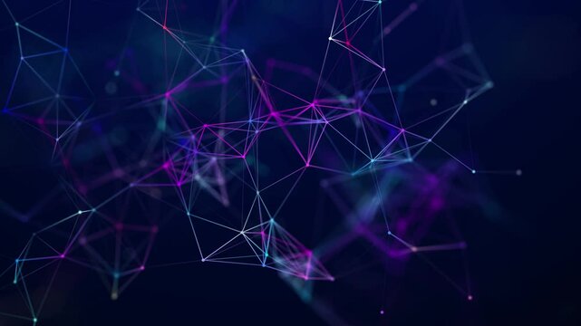 Abstract digital connection moving dots and lines. Technology background. Network connection structure. 3d. Seamless loop. 4K	