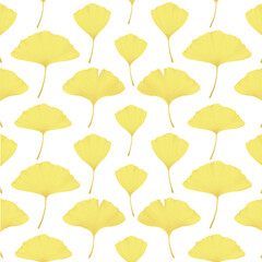 Ginkgo biloba leaves seamless vector pattern