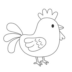 Cute bird coloring page for kids. Bird doodle. Children's coloring activity sheet. Cute Illustration to Color.