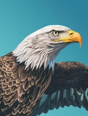 Obraz premium Eagle soaring with determination against blue sky