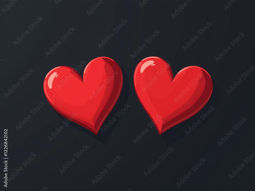 Poster A Pair Of Red Hearts Are Placed Against A Dark Backdrop Creating A Bold And Striking Visual Effect Overall. 00002