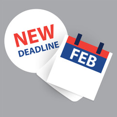 Modern Style General New Deadline Announcement Banner Template with Calendar, Ring Binder for Month of February and with Copyspace, Place for the Exact Date, Day Number of the Month