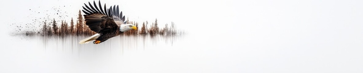 Fototapeta premium Majestic Eagle in Flight Over Serene Landscape