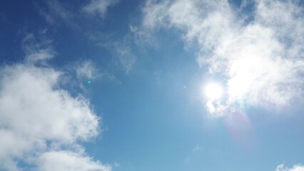 Colorful clouds at sunrise above fields