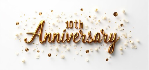 Tenth Anniversary: Gold Lettering with Confetti