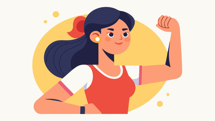 Abstract minimalist woman flexing arm for empowerment and strength concept