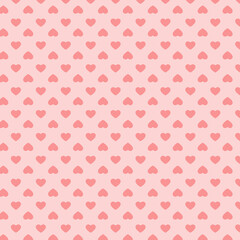 All over repeat pattern with ditsy small red hand drawn doodle hearts tossed on white background. Simple cute background