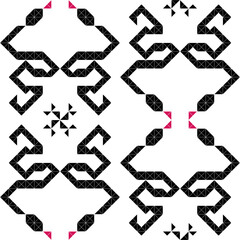 Snake 2025 chines new year. Geometric seamless patterns in black and white create a visually stunning and symmetrical design.