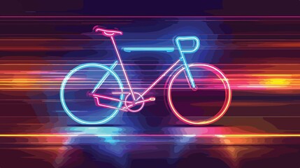 Fototapeta premium Speeding Race Bicycle Sport Neon Lights Icon Vector Illustration