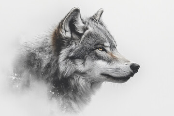 Fototapeta premium Majestic Gray Wolf Profile in Winter Mist